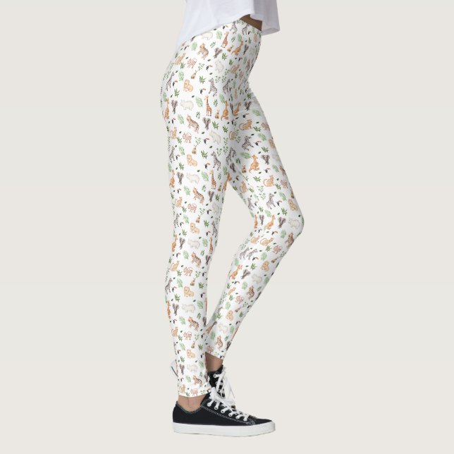 wild Animal With Jungle Tree pattern Leggings (Right)