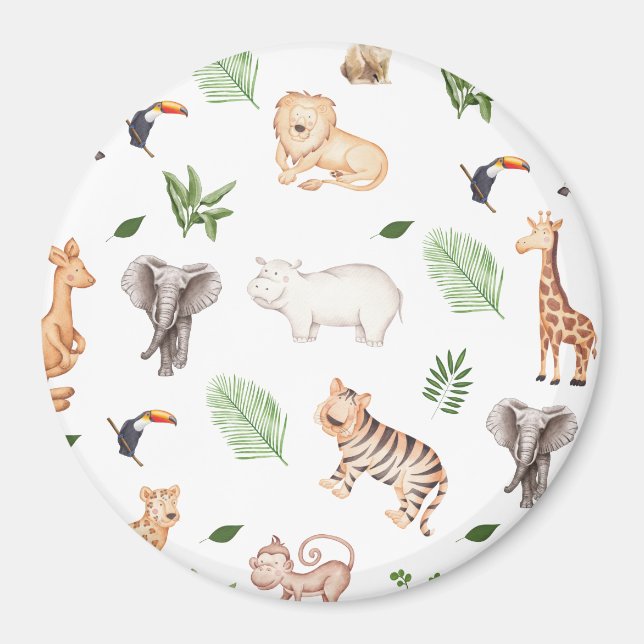 wild Animal With Jungle Tree pattern Magnet (Front)