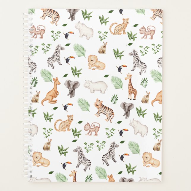 wild Animal With Jungle Tree pattern Planner (Front)