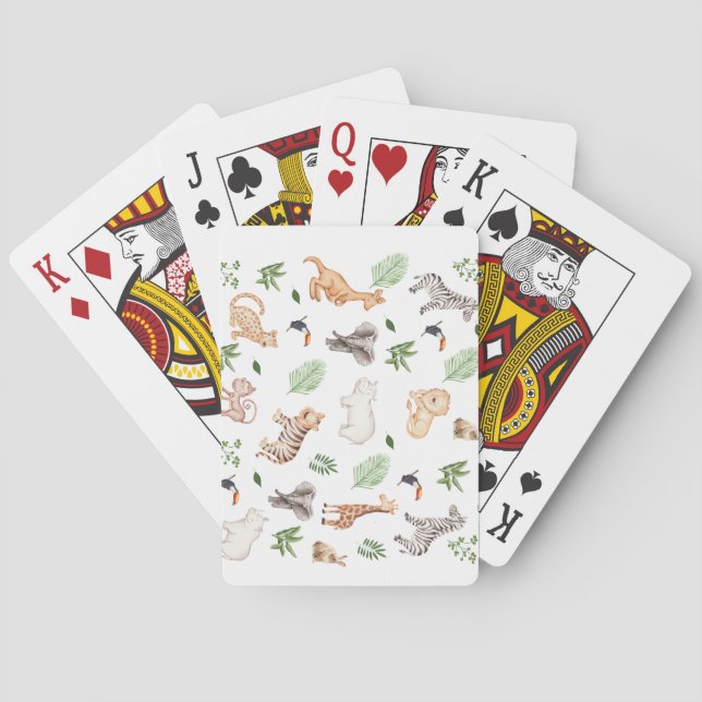 wild Animal With Jungle Tree pattern Playing Cards (Back)
