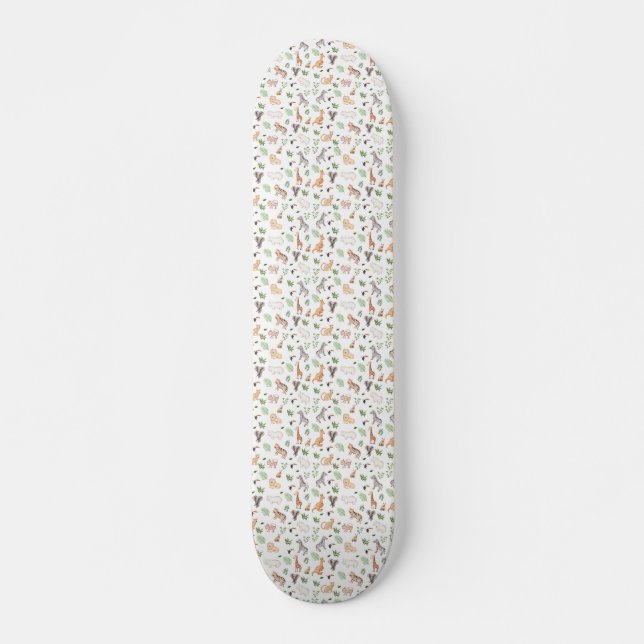 wild Animal With Jungle Tree pattern Skateboard (Front)