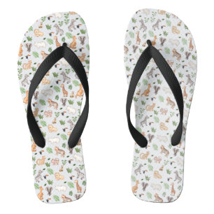 wild Animal With Jungle Tree pattern Thongs