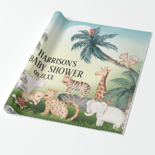wild Animal With Jungle Tree pattern Wrapping Paper