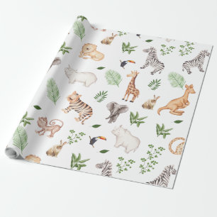 wild Animal With Jungle Tree pattern Wrapping Paper