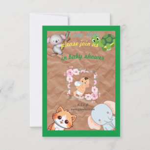 wild animals baby shower flat card