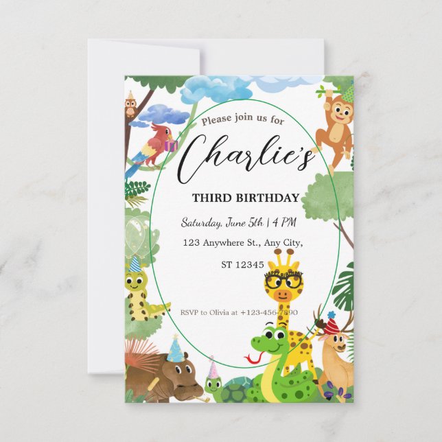 Wild Animals Birthday invitation for Child (Front)