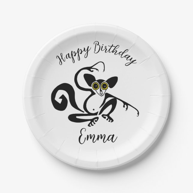 Wild animals  - Cool AYE-AYE  -Wildlife - Nature Paper Plate (Front)