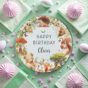 Wild Animals Cute Magical Forest Paper Plate