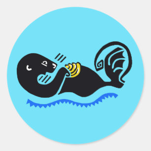 Wild animals- Happy Sea OTTER - Nature - Blue Classic Round Sticker