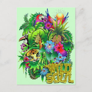 Wild Animals hidden in Surreal Jungle Postcard