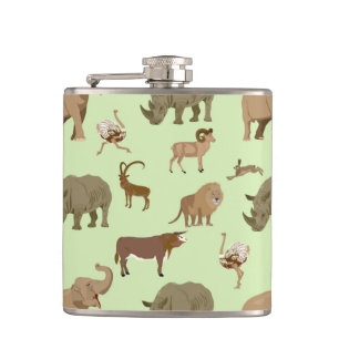 Wild animals hip flask
