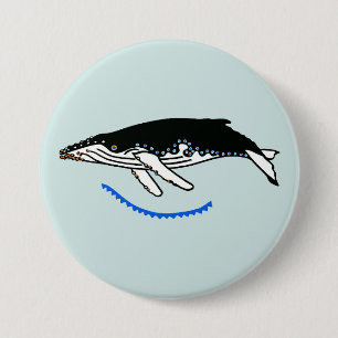 Wild animals - Humpback WHALE Wildlife - Aqua 7.5 Cm Round Badge
