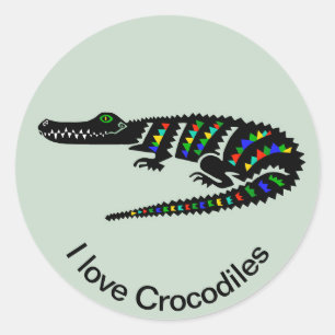 Wild animals-I love CROCODILES - Wildlife-USA Classic Round Sticker