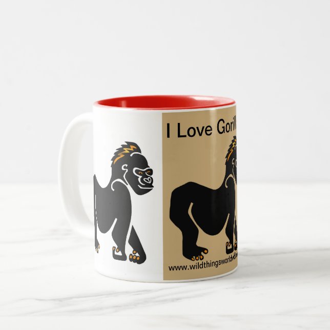 Wild animals -  I love GORILLAS- Wildlife  - Two-Tone Coffee Mug (Front Left)