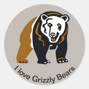 Wild animals I love Grizzly BEARS -Animal lover - Classic Round Sticker