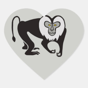 Wild animals - I love Lion- tailed MACAQUES - Heart Sticker