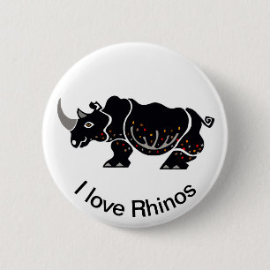 Wild animals - I love Rhinos-Wildlife- Africa 6 Cm Round Badge