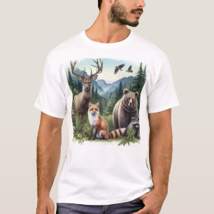 Wild Animals In Woods Nature Mens T-Shirt