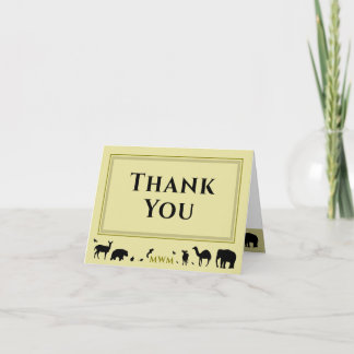 Wild Animals Initials Folded Thank You Card