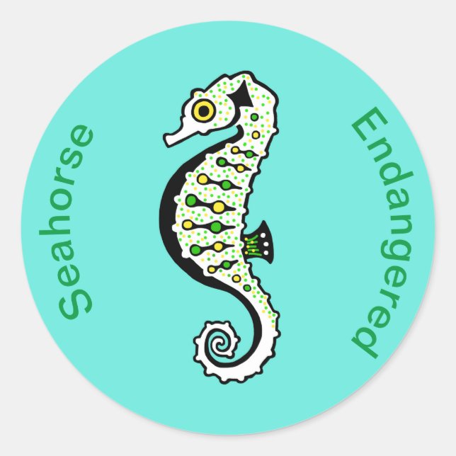 Wild animals - Knysna SEAHORSE - Nature -  Aqua Classic Round Sticker (Front)