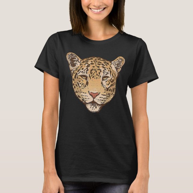 Wild Animals Leopard Cats face T-Shirt (Front)