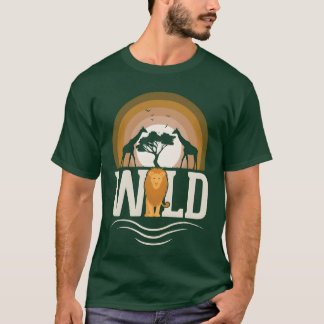 Wild Animals Lion Giraffe Africa retro T-Shirt