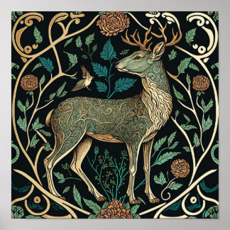 Wild animals live in a forest, deer too. poster