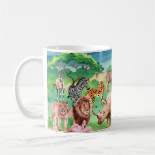 Wild animals of Africa on the background of the sa Coffee Mug