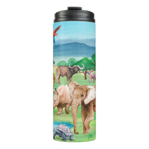 Wild animals of Africa on the background of the sa Thermal Tumbler