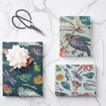Wild Animals of Ireland Green Wrapping Paper Set