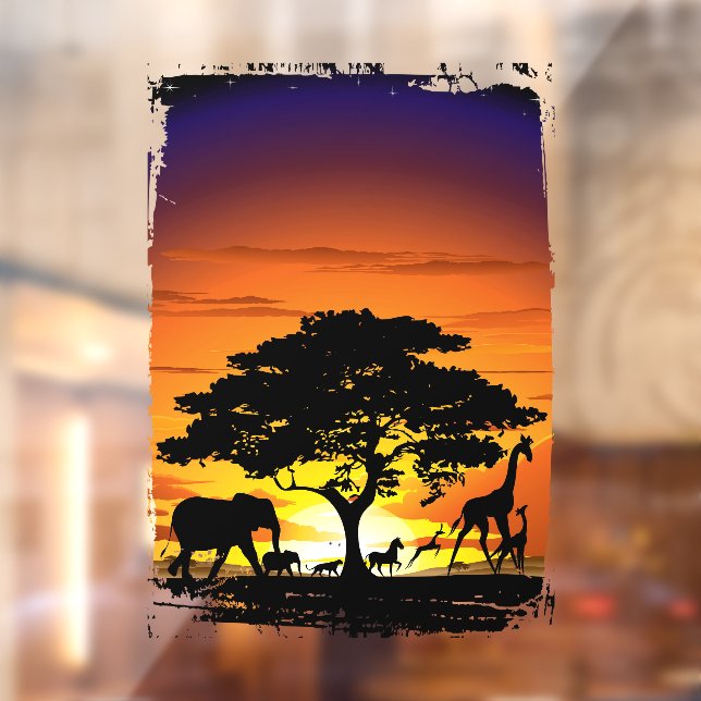 Wild Animals on African Savanna Sunset (Sheet 2)