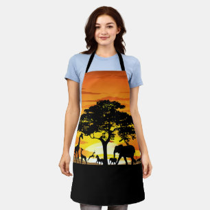 Wild Animals on African Savanna Sunset Apron