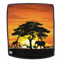 Wild Animals on African Savanna Sunset