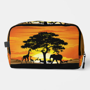 Wild Animals on African Savanna Sunset Dopp Kit
