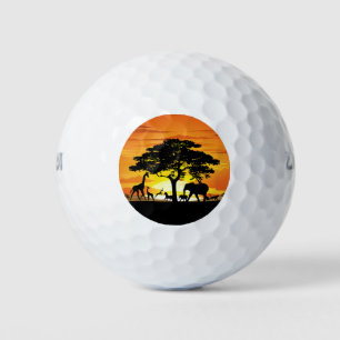 Wild Animals on African Savanna Sunset Golf Balls