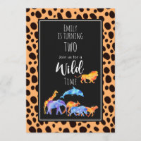 Wild Animals on Exotic Cheetah Print Birthday