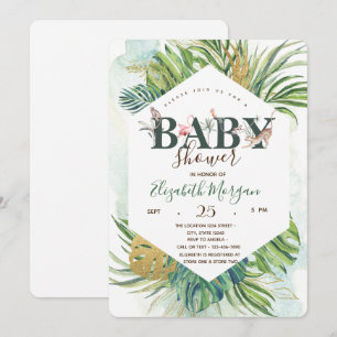 Wild Animals Palm Leaves Baby Shower Invitation