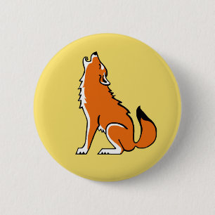 Wild animals - Red WOLF- Nature- yellow 6 Cm Round Badge