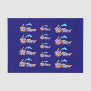 Wild Animals Running Together Colourful Watercolor Tissue Paper