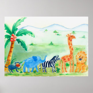 Wild Animals Safari Artwork Poster
