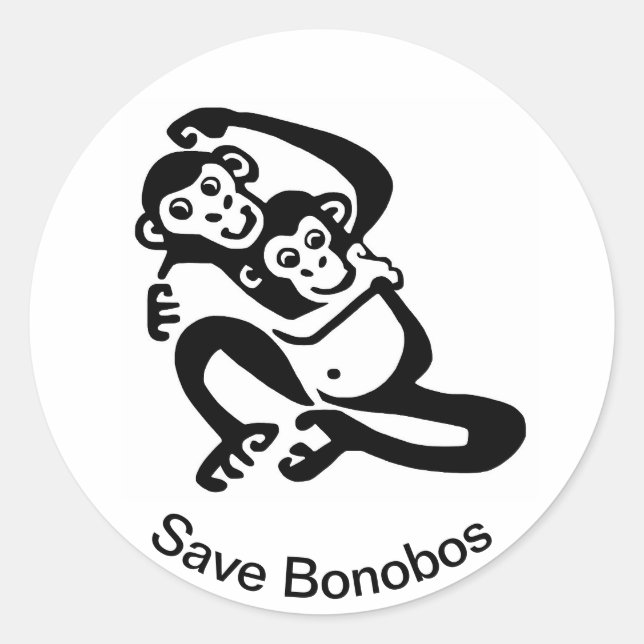 Wild animals -Save BONOBOS - Chimpanzee- Africa Classic Round Sticker (Front)