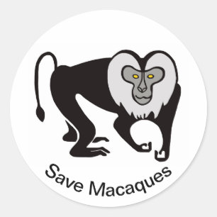 Wild animals - Save MACAQUES - Nature -  Classic Round Sticker