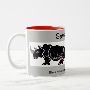 Wild animals - Save RHINOS - African wildlife Two-Tone Coffee Mug
