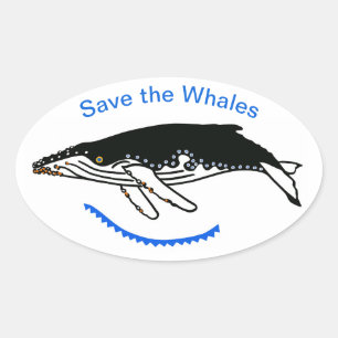 Wild animals Save the WHALES -Endangered animal - Oval Sticker