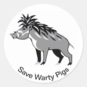 Wild animals - Save Warty PIGS -Wildlife Classic Round Sticker