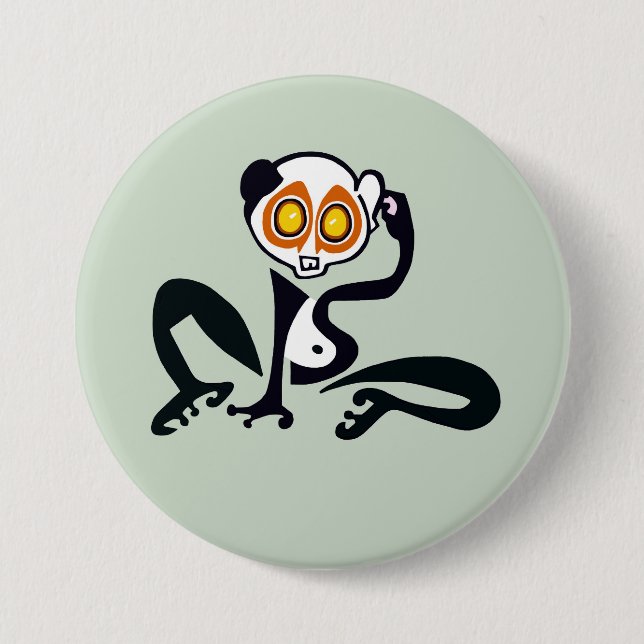 Wild animals - Slow LORIS - Primate - Green 7.5 Cm Round Badge (Front)
