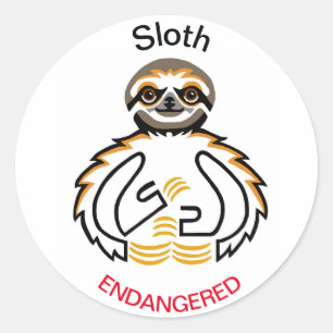 Wild animals -Three-toed SLOTH - Endangered animal Classic Round Sticker