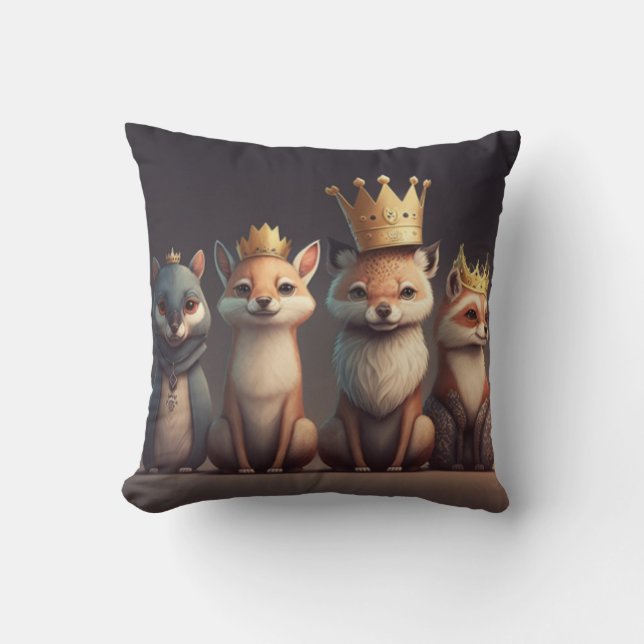 Wild animals wearing crowns     cushion (Front)