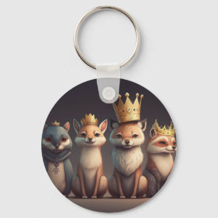 Wild animals wearing crowns      key ring
