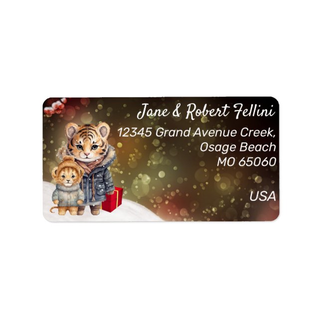 Wild animals Winter dreamy gift festive custom Label (Front)